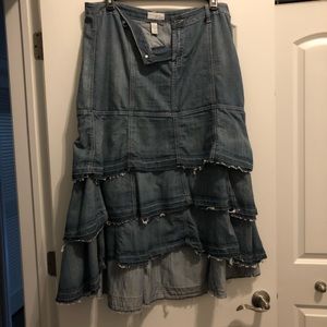 Ruffles denim skirt